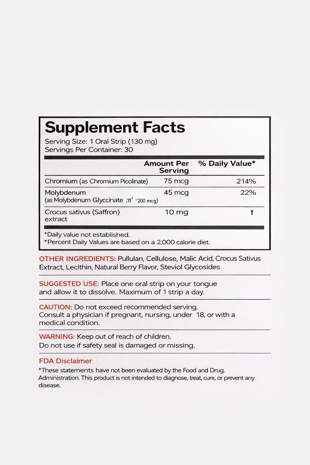 Supplement facts