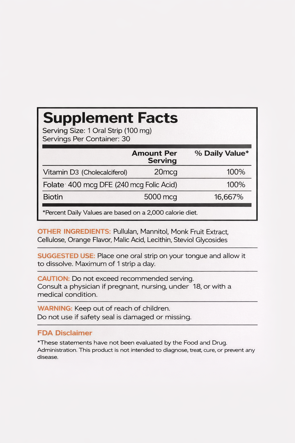 Supplement facts