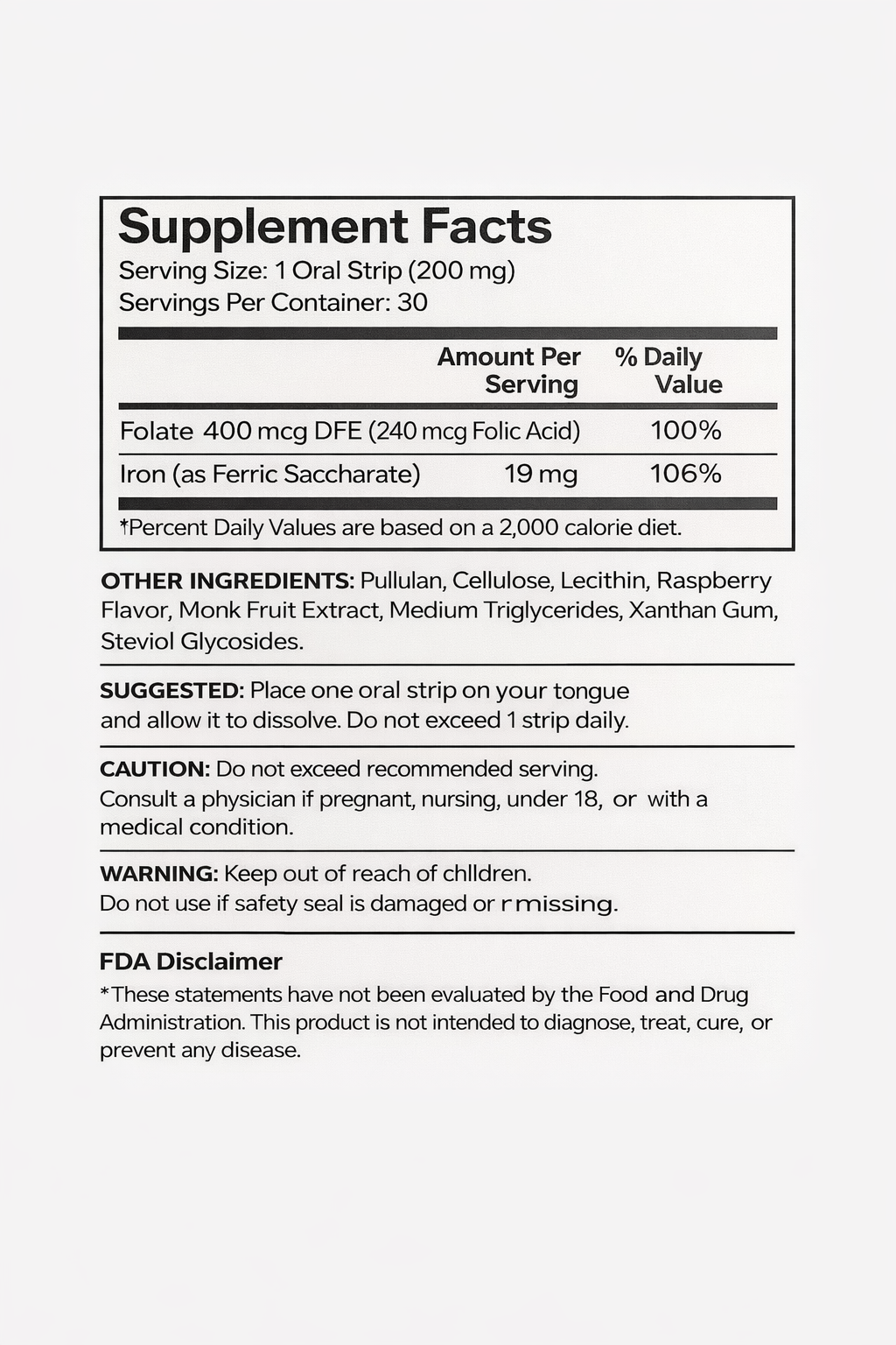 Supplement facts