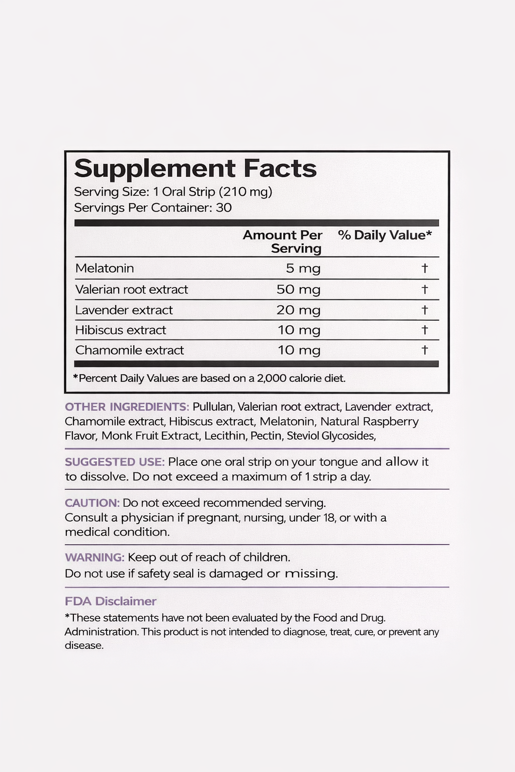Supplement facts